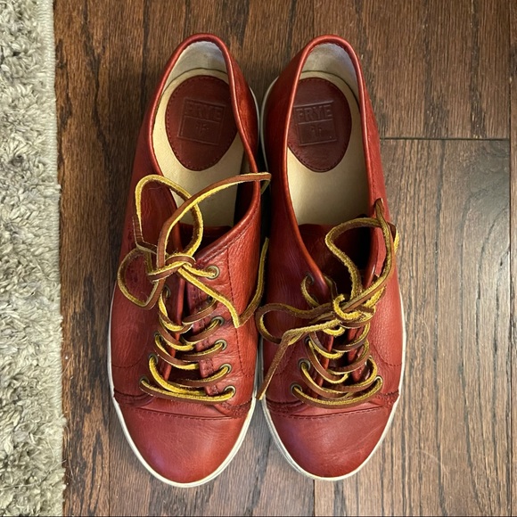 Frye Shoes - FRYE Ruby Red Leather Sneakers Women’s Size 8 (approx.)